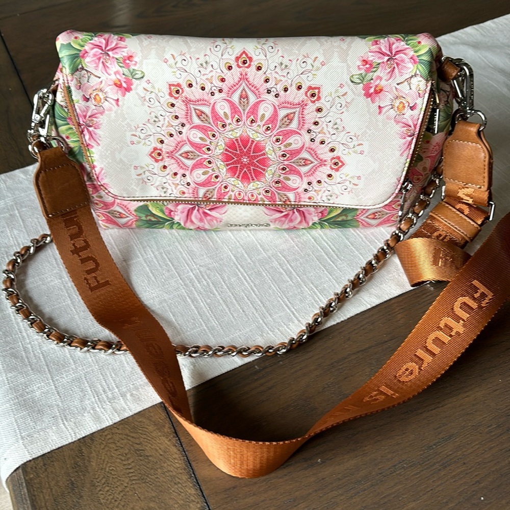 Desigual BOLS_FLOWER Valkyria Venecia Shoulder Bag with long strap and chain - Picture 8 of 15